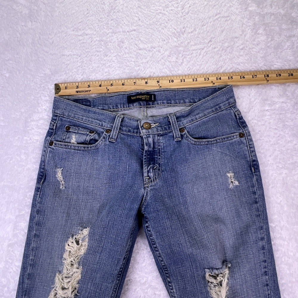 Y2K Levi's 524 Superlow Womens 9M LowRise Distressed Stretch Skinny Jean (30x31) - Picture 6 of 11